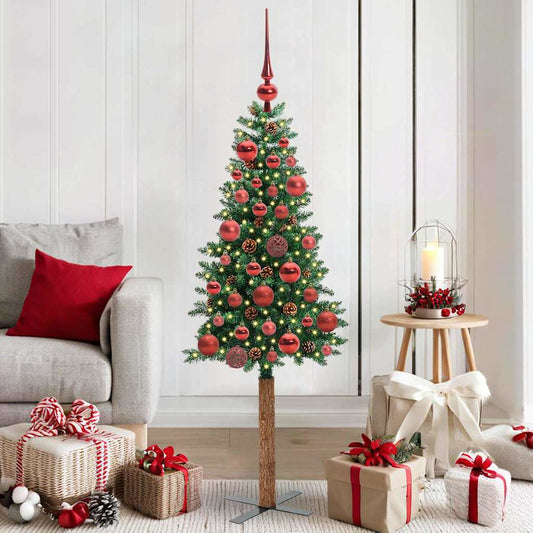 Schlanker Weihnachtsbaum mit 150 LEDs mit Ständer Grün 150 cm