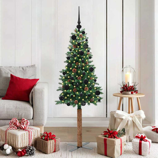 Schlanker Weihnachtsbaum mit 150 LEDs mit Ständer Grün 150 cm