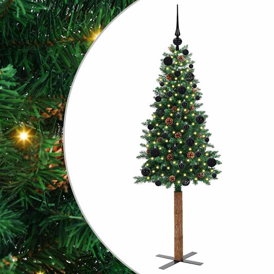 Schlanker Weihnachtsbaum mit 150 LEDs mit Ständer Grün 150 cm