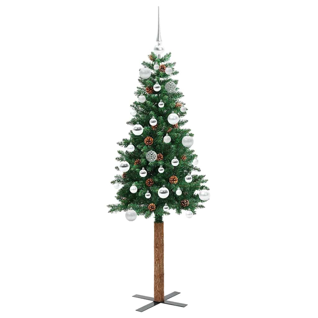 Schlanker Weihnachtsbaum mit 150 LEDs mit Ständer Grün 150 cm
