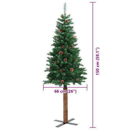 Schlanker Weihnachtsbaum mit 150 LEDs mit Ständer Grün 150 cm