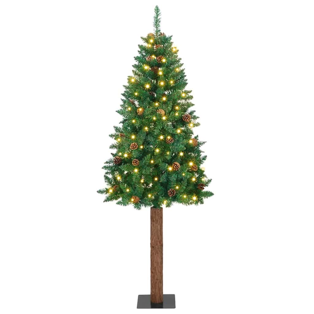Schlanker Weihnachtsbaum mit 300 LEDs mit Ständer Grün 180 cm