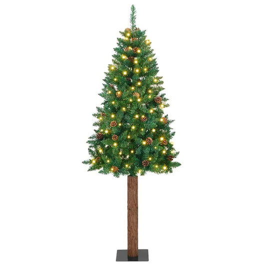 Schlanker Weihnachtsbaum mit 300 LEDs mit Ständer Grün 180 cm