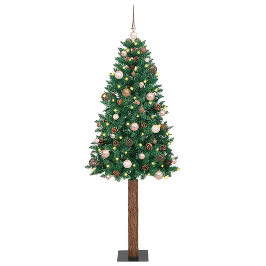 Schlanker Weihnachtsbaum mit 300 LEDs mit Ständer Grün 180 cm