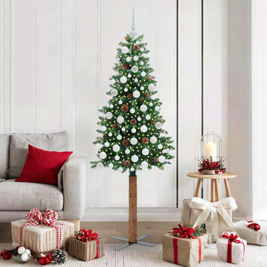 Schlanker Weihnachtsbaum mit 300 LEDs mit Ständer Grün 180 cm