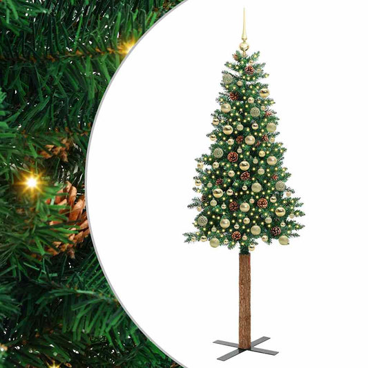 Schlanker Weihnachtsbaum mit 300 LEDs mit Ständer Grün 180 cm