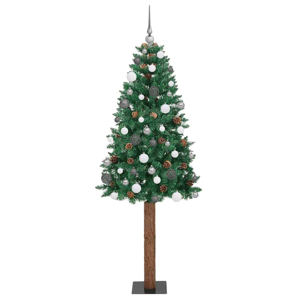 Schlanker Weihnachtsbaum mit 300 LEDs mit Ständer Grün 210 cm