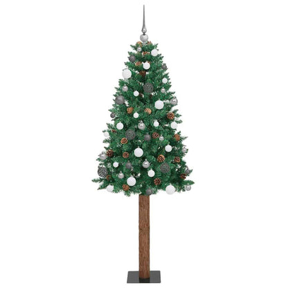 Schlanker Weihnachtsbaum mit 300 LEDs mit Ständer Grün 210 cm