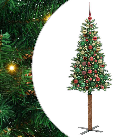 Schlanker Weihnachtsbaum mit 300 LEDs mit Ständer Grün 210 cm