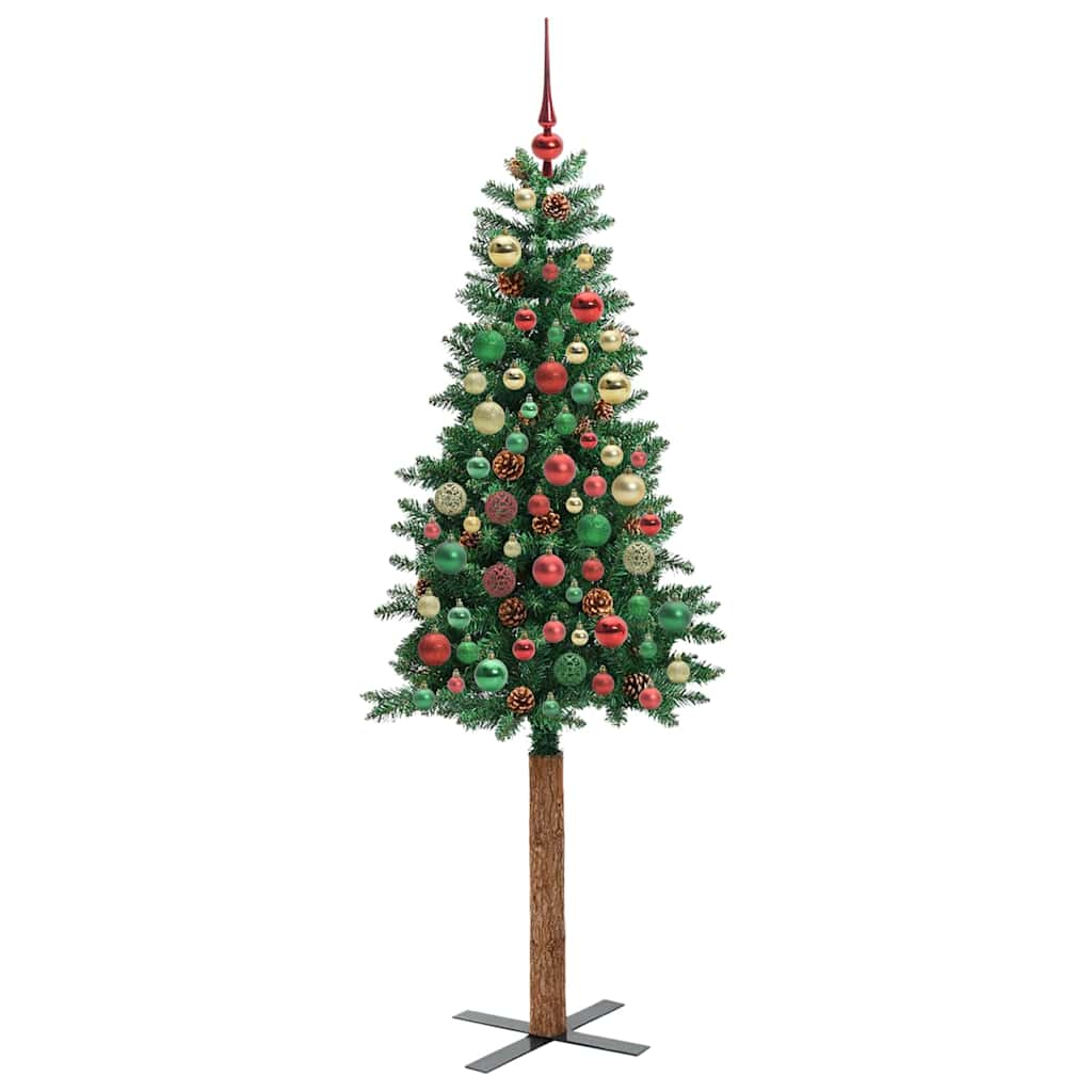 Schlanker Weihnachtsbaum mit 300 LEDs mit Ständer Grün 210 cm