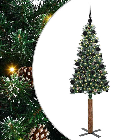 Schlanker Weihnachtsbaum mit 150 LEDs Grün und Weiß 150 cm