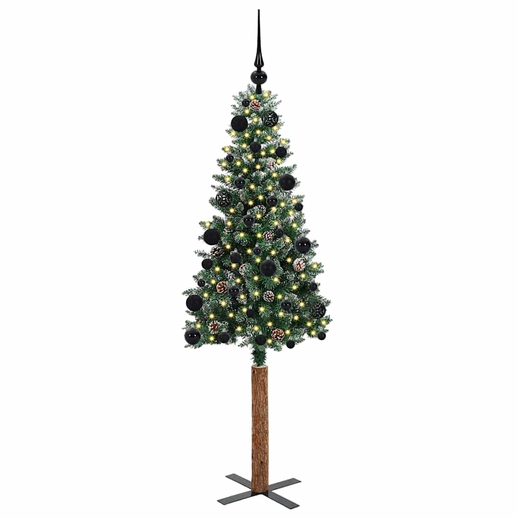 Schlanker Weihnachtsbaum mit 150 LEDs Grün und Weiß 150 cm