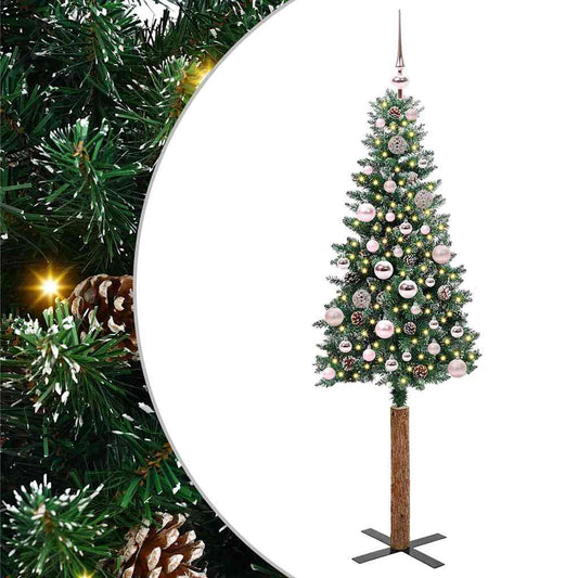 Schlanker Weihnachtsbaum mit 150 LEDs Grün und Weiß 150 cm
