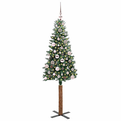 Schlanker Weihnachtsbaum mit 150 LEDs Grün und Weiß 150 cm