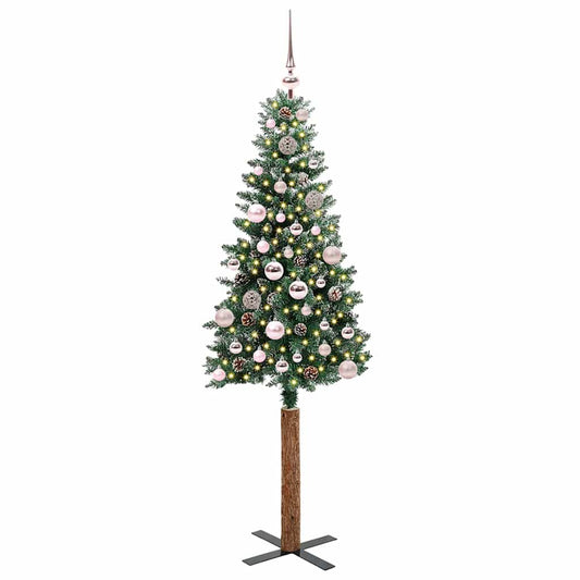 Schlanker Weihnachtsbaum mit 150 LEDs Grün und Weiß 150 cm