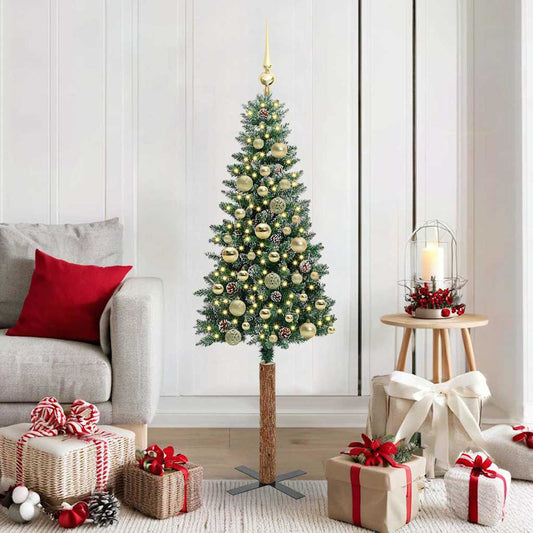 Schlanker Weihnachtsbaum mit 150 LEDs Grün und Weiß 150 cm