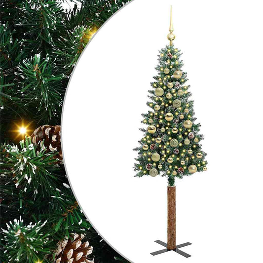 Schlanker Weihnachtsbaum mit 150 LEDs Grün und Weiß 150 cm