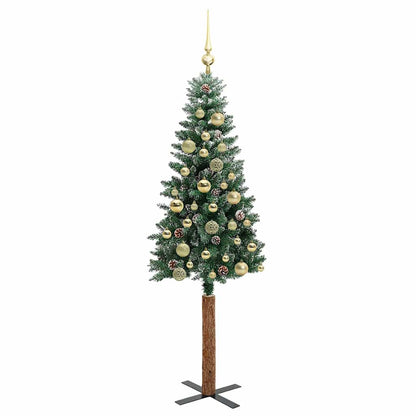 Schlanker Weihnachtsbaum mit 150 LEDs Grün und Weiß 150 cm