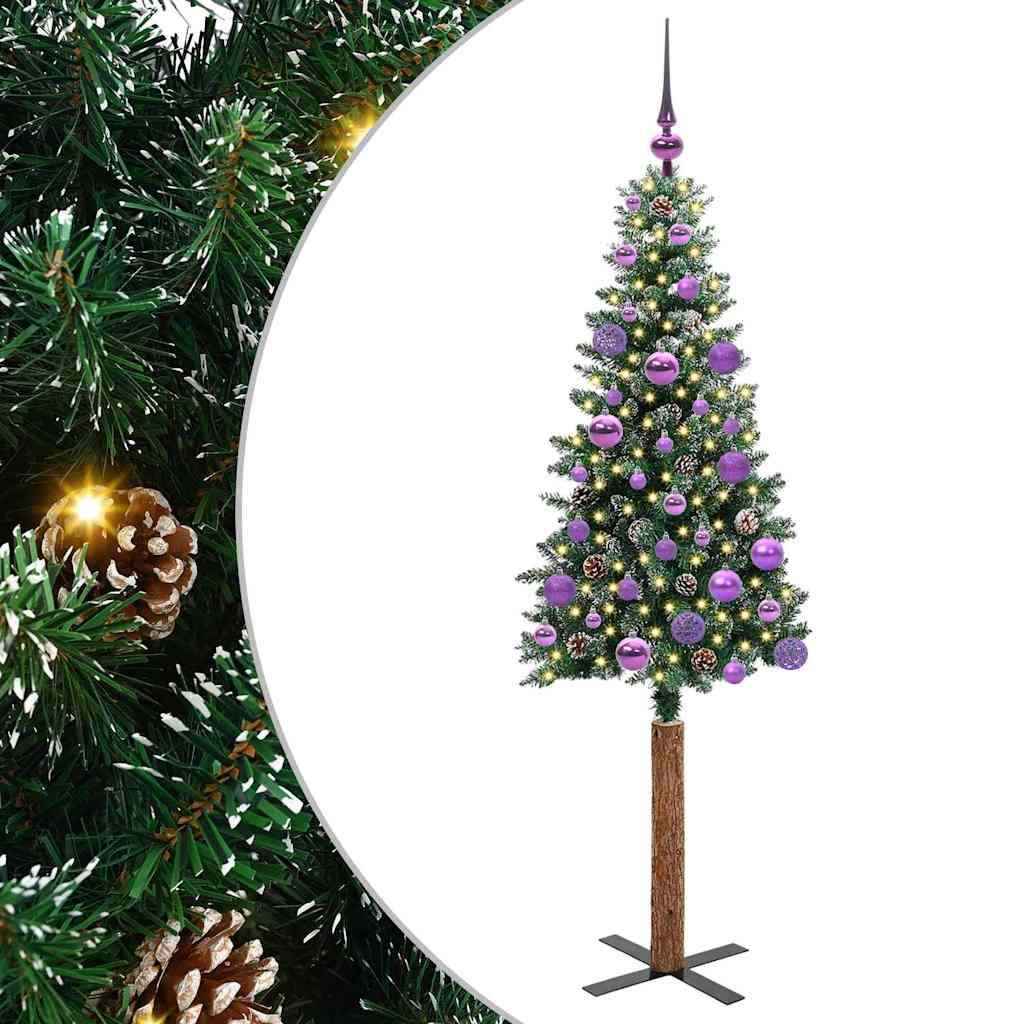 Schlanker Weihnachtsbaum mit 150 LEDs Grün und Weiß 150 cm