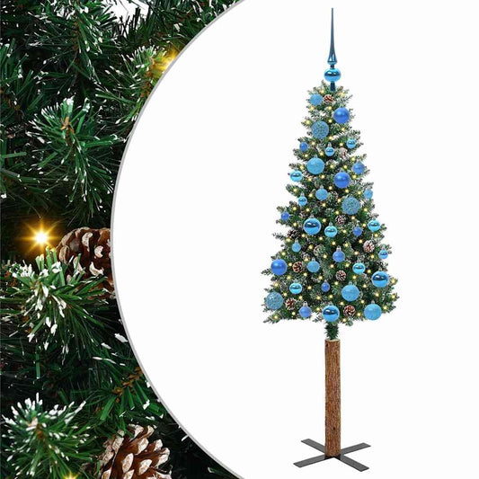 Schlanker Weihnachtsbaum mit 150 LEDs Grün und Weiß 150 cm