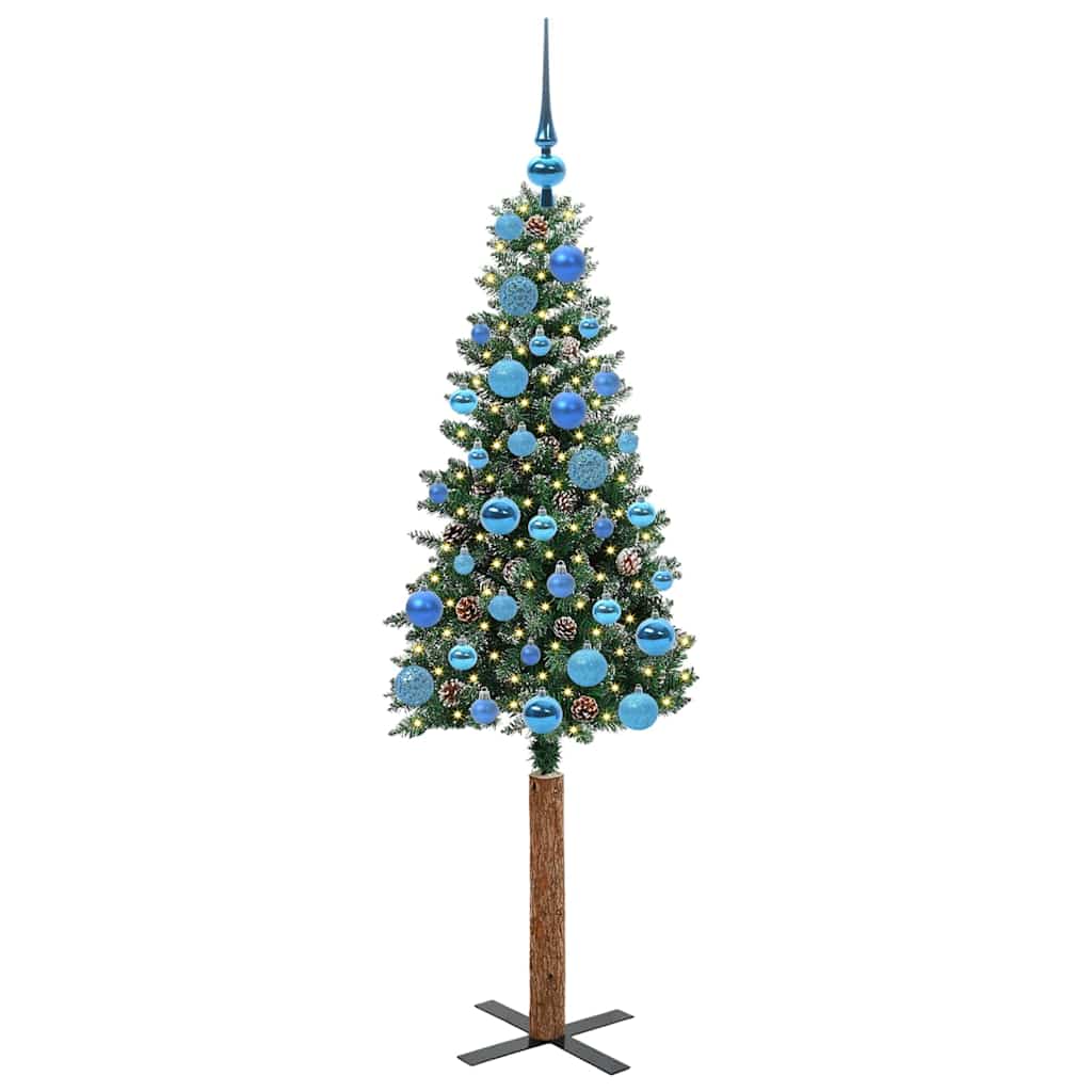 Schlanker Weihnachtsbaum mit 150 LEDs Grün und Weiß 150 cm