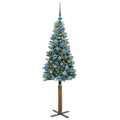 Schlanker Weihnachtsbaum mit 150 LEDs Grün und Weiß 150 cm