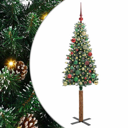 Schlanker Weihnachtsbaum mit 150 LEDs Grün und Weiß 150 cm