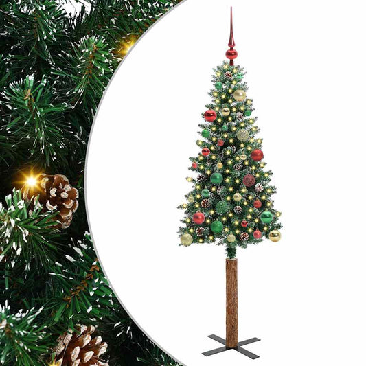 Schlanker Weihnachtsbaum mit 150 LEDs Grün und Weiß 150 cm