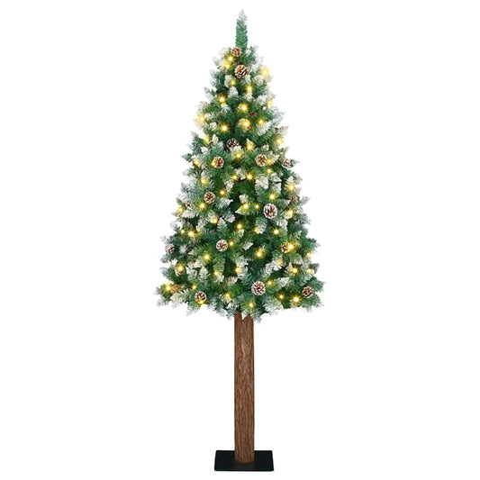 Schlanker Weihnachtsbaum mit 300 LEDs Grün und Weiß 180 cm