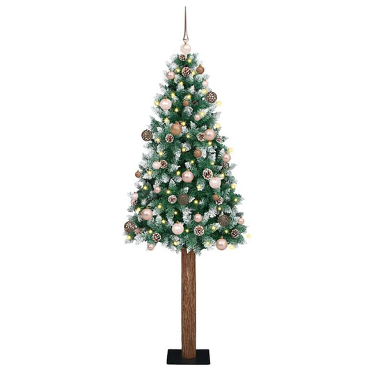 Schlanker Weihnachtsbaum mit 300 LEDs Grün und Weiß 180 cm