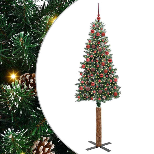 Schlanker Weihnachtsbaum mit 300 LEDs Grün und Weiß 180 cm