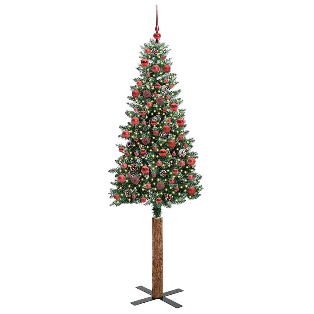 Schlanker Weihnachtsbaum mit 300 LEDs Grün und Weiß 180 cm