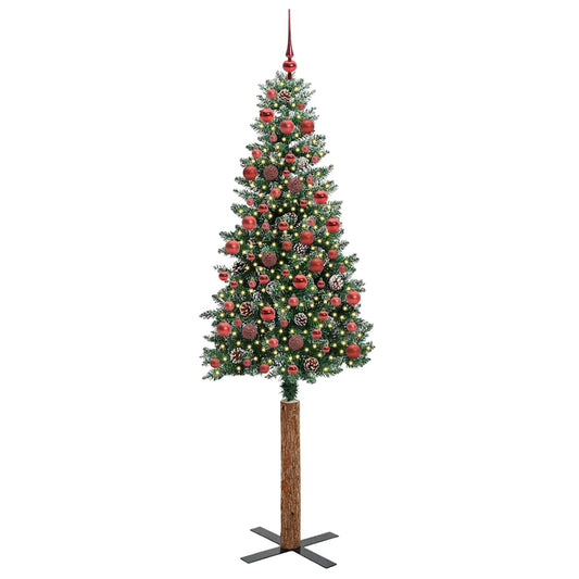 Schlanker Weihnachtsbaum mit 300 LEDs Grün und Weiß 180 cm