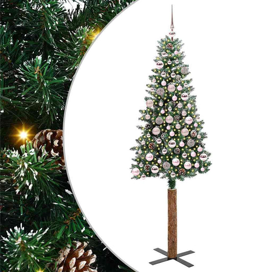 Schlanker Weihnachtsbaum mit 300 LEDs Grün und Weiß 180 cm