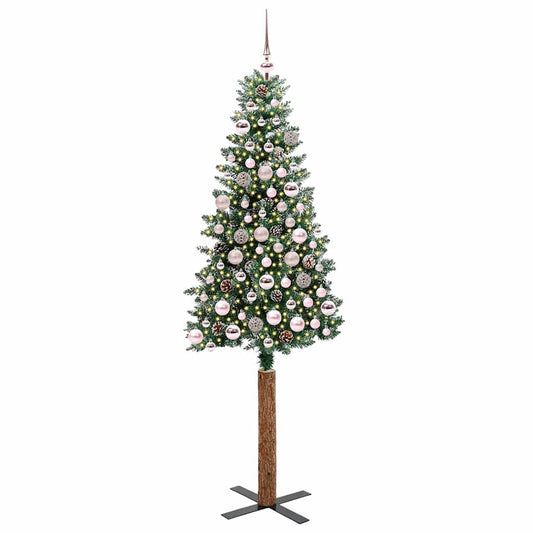 Schlanker Weihnachtsbaum mit 300 LEDs Grün und Weiß 180 cm