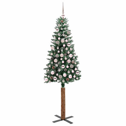 Schlanker Weihnachtsbaum mit 300 LEDs Grün und Weiß 180 cm