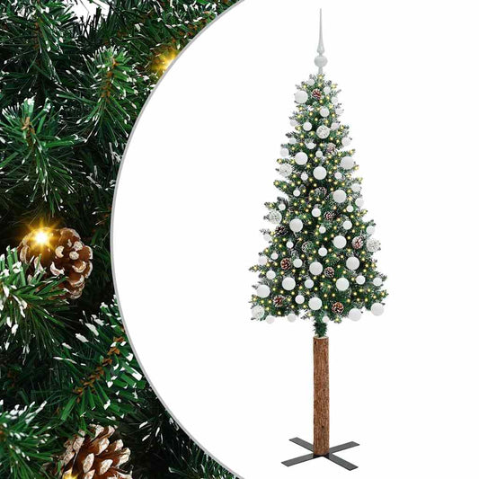 Schlanker Weihnachtsbaum mit 300 LEDs Grün und Weiß 180 cm