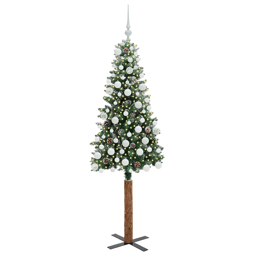 Schlanker Weihnachtsbaum mit 300 LEDs Grün und Weiß 180 cm