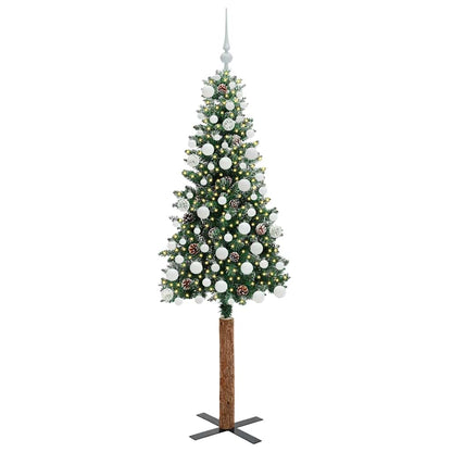Schlanker Weihnachtsbaum mit 300 LEDs Grün und Weiß 180 cm