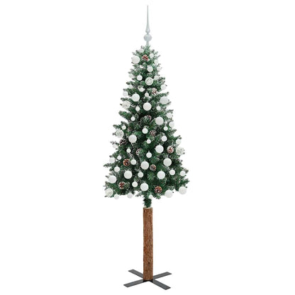 Schlanker Weihnachtsbaum mit 300 LEDs Grün und Weiß 180 cm
