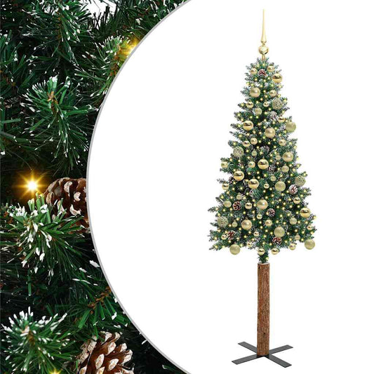 Schlanker Weihnachtsbaum mit 300 LEDs Grün und Weiß 180 cm