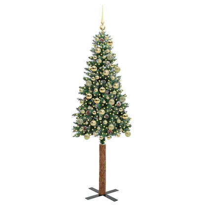 Schlanker Weihnachtsbaum mit 300 LEDs Grün und Weiß 180 cm