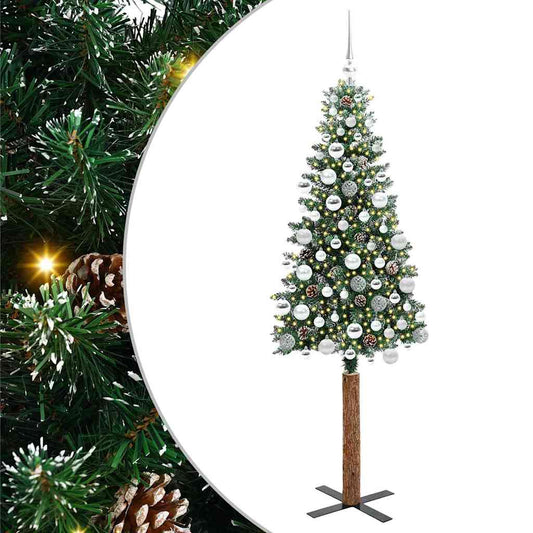 Schlanker Weihnachtsbaum mit 300 LEDs Grün und Weiß 180 cm