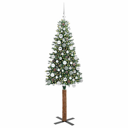 Schlanker Weihnachtsbaum mit 300 LEDs Grün und Weiß 180 cm