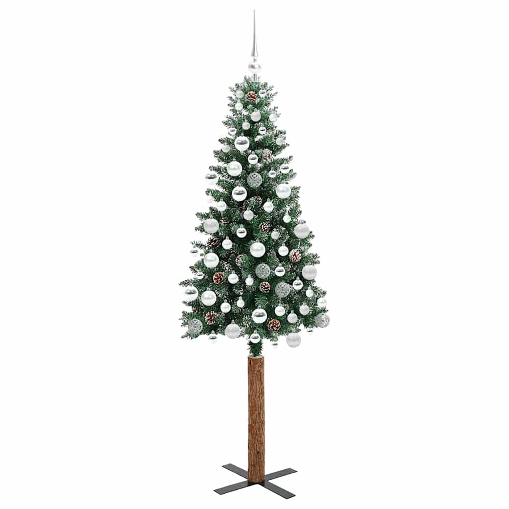 Schlanker Weihnachtsbaum mit 300 LEDs Grün und Weiß 180 cm