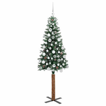 Schlanker Weihnachtsbaum mit 300 LEDs Grün und Weiß 180 cm