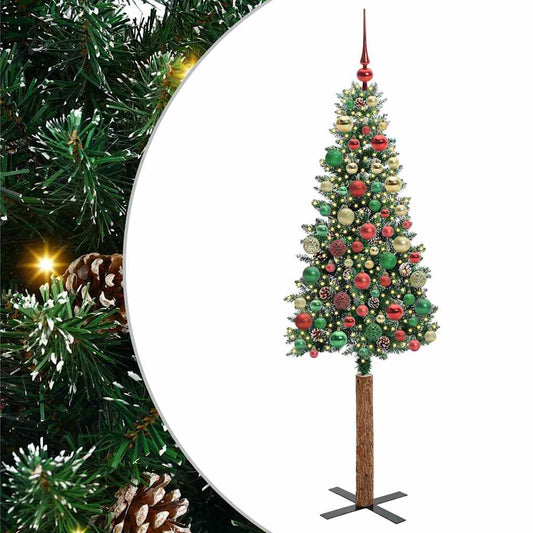 Schlanker Weihnachtsbaum mit 300 LEDs Grün und Weiß 180 cm