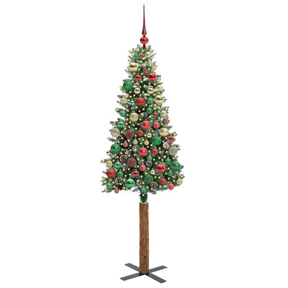 Schlanker Weihnachtsbaum mit 300 LEDs Grün und Weiß 180 cm