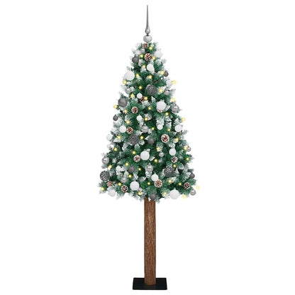 Schlanker Weihnachtsbaum mit 300 LEDs Grün und Weiß 210 cm