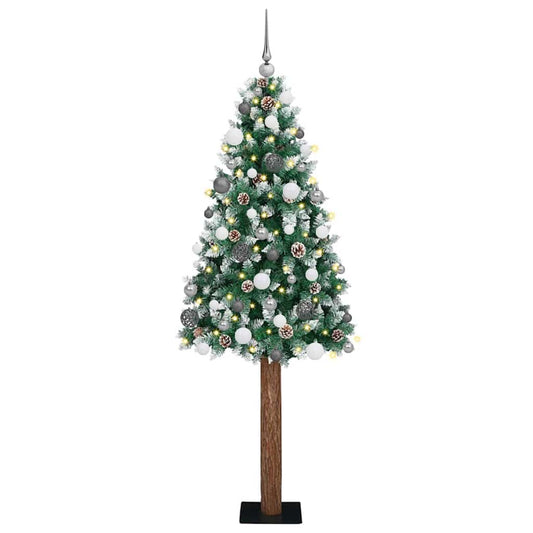 Schlanker Weihnachtsbaum mit 300 LEDs Grün und Weiß 210 cm